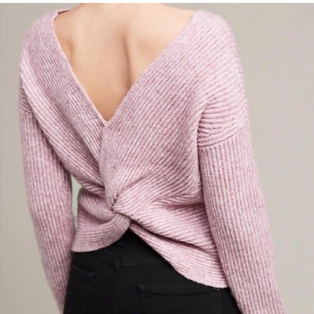 Anthropologie Angel of the North Twist Back Sweater
